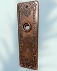 Antique Cast Brass Ornate Victorian Entry Door Knob Back Plate 7 25 X 2 25   