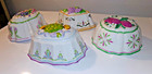 4 Le Cordon Bleu Franklin Mint Ceramic Jello Mold Artichoke Asparagus Grape Plum