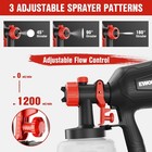 Ework Paint Sprayer 1000w Hvlp Electric Spray Gun 4 Nozzles Black red 