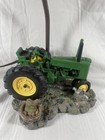 Green Farm Tractor 15 5  Table Lamp W original Shade  Works Great 