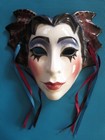 Clay Art Ceramic Face Wall Mask  Art Deco Gothic Style Bat Woman  Vampira