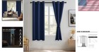 Grommet Top Blackout Curtain Panels - Navy Blue Thermal Insulation   Noise Block
