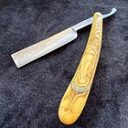 Antique Thistle Cut Co 5 8 Straight Razor Figural Lady Celluloid Scale Crack