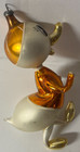 Vintage Italian Soffieria De Carlini White   Gold Glass Duck Christmas Ornament
