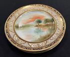 Set Of 3 Gorgeous Antique Nippon Hand Painted  Plates W  Heavy Ornate Gold Trim