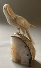 Large Brazilian Hand-carved Stone Parrot Bird On Agate Base Sculpture