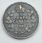 1903 H Canada Silver  925 5 Cents - 2 640 000 Minted Canadian Coin