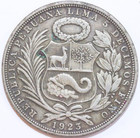 1923 Peru Un Sol Silver Crown Seated Liberty Coin   0024