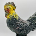 Vtg Doorstop Cast Iron Rooster  Hand Painted Farm Country Core Decor 11 25 In