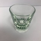Plymouth  Mass   the Mayflower  Souvenir Shot Glass Green Lettering Clear