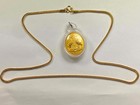 Thai Buddhist Amulet In Clear Protective Case With 24  Golden-toned Necklace