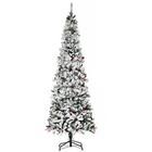 7 5ft Artificial Snow Flocked Christmas Tree W  Pine Cones Red Berries Auto Open