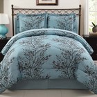 8-pcs Blue chocolate Branch Reversible Bed In A Bag Comforter Set Queen Hot
