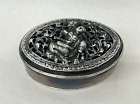 Antique Burmese Silver   Copper Repousse Betel Nut Lime Box