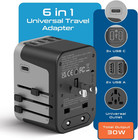 Universal Travel Power Adapter   6 In 1 Worldwide International Wall