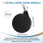 5 Pcs 4   Extra Large Chair Wheels  Office Heavy Black 