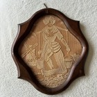 Vintage Mcm White Lace Working Woman Wood Silhouette Framed Hanging Wall Decor