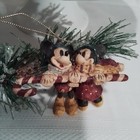 Disney Rare Vintage Mickey   Minnie Christmas Ornament Faux Carved