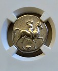 Calabria Taras Horseman Didrachm Ngc Ch Vf Ancient Silver Coin