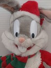Vintage 1998 Looney Tunes Bugs Bunny Santa Plush Stuffed Animal Christmas 