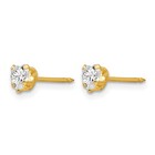 Cz Inverness Clear Heart Post Piercing Stud Earrings 4mm 14k Yellow Gold Women s