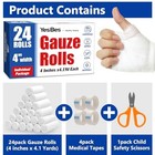Yesbes 24 Pack Gauze Rolls  4 In X 4 1 Yards  Premium Gauze Wrap Roll For Wounds