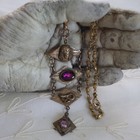 Antique Art Nouveau Egyptian Revival Watch Fob Necklace Snake Frog  Pharaoh Gold