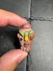Phoenician Style Face Glass Bead  Colorful Ancient Inspired Mask Bead  Green Ye