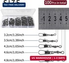 100pcs Fishing Swivels Set Barrel Snap Tackle 5 Sizes Lures Line Connector
