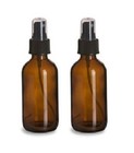 12 Amber 4oz Boston Round Glass Bottle Black Spray Fine Ribbed Mist Sprayer