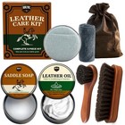 Complete Leather Care Kit - Saddle Soap  Leather Oil  Brushes   Cloth - Cleaning