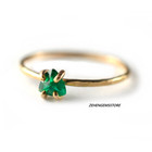 Lab Created Trillion Cut Green Gemstone Ring Gold Plated 925 Sterling Silver