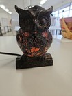 Vintage Tiffany-style Mosaic Stained Glass Owl Night Light Table   