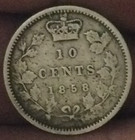 1858 10 Cents Canada Silver 10c Slighty Bent