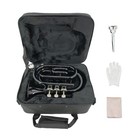 Bb Pocket Trumpet Brass Black Lacquer Trumpet 7c Mouthpiece Hard Case Strap New