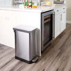 13 2 Gallon Trash Can  Stainless Steel Step On Slim Kitchen Trash Can  Silver