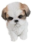 Adorable Lifelike Shih Tzu Puppy Dog Sitting Figurine With Glass Eyes Home Decor