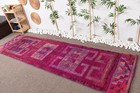 Vintage Turkish Rug  2 8x10 Ft Herki Rug  Red Purple Check Wool Rug