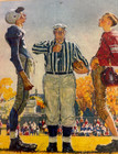 Norman Rockwell 1950 Football Giclee Art Print  coin Toss  Matted Framed Vintage