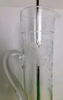 Large 16  Etched Floral Martini Cocktail Pitcher   Silver Plated Muddler - Clean