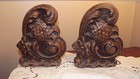Pair Of    floral    solid Wood  - Antique-vintage   book Ends