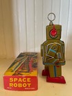 Sparky Space Robot Windup Tin Toy Gold