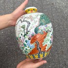 Chinese Porcelain Famille Rose Porcelain Vase  Hand   painted Peacock Floral Motif