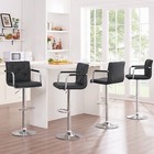 Set Of 4 Bar Stools Adjustable Counter Height W back Arms Swivel Leather Chairs