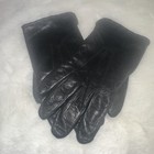 Genuine Lauren Ralph Lauren 100  Leather Laced Black Cuff Gloves Xl