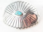W d  Vintage Solid Sterling Silver Southwestern Turquoise Hair Barrette 25 Grams