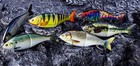 7  double Hook Fishing Lures  Bass Minnow Swimbait Tackle Hook Lure Crank Bait