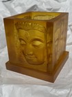 Mid-century Modern Amber Resin Buddha Fairy Candle Lamp Vintage Lucite Cube Y2k