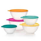 Tupperware Wonderlier Sheer Bowls Set Of 5 With Limited Edition Lid Colors New
