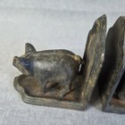 Cast Iron Pig Bookends Pair Farmhouse Rustic Heavy Metal Hog Decor